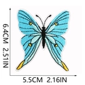 Detailed size view of blue butterfly embroidered patch with yellow stitching details - Light Blue Yellow Black Butterfly (C19HD-115-27)