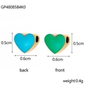 Detail showing 0.6cm heart charms in blue and green with gold plating for DIY jewelry - Blue and Green