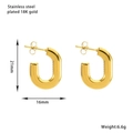 Golden 18K gold plated stainless steel U-shaped hoop earrings 21mm height 6.6g - KD005-Minimalist U-Shape