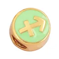 Mint green Sagittarius enamel bead with gold-plated finish for DIY jewelry - Zodiac-Sagittarius