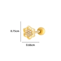 Golden flower cartilage earring with cubic zirconia and steel screw back, size 0.75x0.66cm - 6# Golden (Sunflower)
