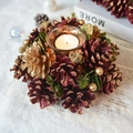 Vintage Christmas pinecone candle holder with red berries and gold glitter accents - Purple Gold Pine Cone Single Cup 16*9cm