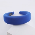 Royal blue padded milk silk headband with handmade label on white display stone - Blue