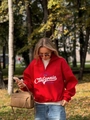 Damen Sweatshirt in Rot mit Halbreißverschluss und California-Aufdruck im Park - S / Rot