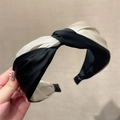 Fashionable black and white silk knot headband for women featuring a high-top design - Black and White