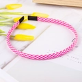 Pink and white checkered fabric headband with soft texture and non-slip ends for girls - Pink and White Gingham 2