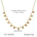 Detailweergave van 18K vergulde hartketting met zirkoon en productspecificaties voor maten - Kogelketting Station Zirconia Stijl (HC-N40103)