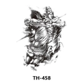 TH-458 Black and white temporary tattoo sticker showing an ancient Chinese warrior on horse - Th-458 / 210*148mm