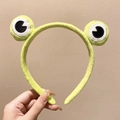 Cute green plush frog headband with big eyes for girls, soft hair accessory for washing face - Small Frog