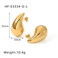 Grandi orecchini a goccia placcati oro 18K con finitura lucida, altezza 32 mm - 32x18mm / Oro