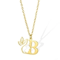 Collana dorata con ciondolo a lettera B traforata e silhouette di profilo femminile - Lettera B
