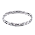 Bracciale minimalista in acciaio al titanio con pietra di germanio e maglie rettangolari - Stile Argento (KB100098-K)