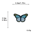 Light blue embroidered butterfly patch with yellow spots for DIY clothing decoration - Small / With Adhesive / Cyan
