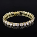 Close-up of gold plated tennis bracelet with sparkling zircon stones on black surface - 3mm-16cm / Gold Zircon
