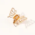 Eleganter goldener Schmetterlings-Haarclip mit hohlen Flügeln und Metallfeder - Gold