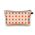 Pink strawberry pattern canvas makeup bag with large capacity and floral print - 05-Pink White Plaid Strawberry