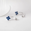 925 silver plated earring with blue clover crystal and screw back design - Blue Gemstone Clover (A256)