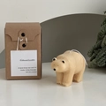 Polar bear shaped candle in creamy beige with a natural kraft paper gift box - Light Brown Polar Bear