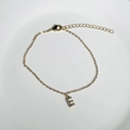 Minimalist 18K gold plated letter E bracelet with sparkling zircon stones and lobster clasp - Letter E