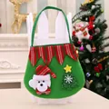 Green felt Christmas drawstring gift bag with a 3D polar bear and striped handle - Christmas Colorful Top Handbag [Bear]
