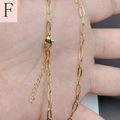 Detailed view of 18K gold plated paperclip chain with lobster clasp and extender - Oval Link Chain