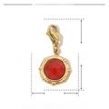 Detailed dimensions of gold stainless steel pendant with red natural stone and clasp - Gold Round-Red Natural Stone
