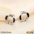 Silver geometric stainless steel earrings with black enamel inlay on silk fabric - Style D Steel Color (KE114517-K)