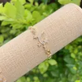 Bracciale placcato oro 18 carati con ciondoli luna, stella e cuore per l'uso quotidiano - Luna e Stella Dorate di Lusso