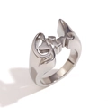 Anello in acciaio inossidabile argento con trama martellata e scritta Girl distintiva - US 6 / Stile parola Girl / Color Acciaio