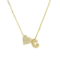 Gold balloon heart pendant necklace featuring sparkling zircon letter C on a thin chain - Letter C
