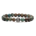 Dettaglio del bracciale con ancora in pietre blu-verdi e ciondolo in argento vintage - Larimar