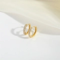 Elegant gold hoop earrings featuring three rows of pave-set sparkling cubic zirconia crystals - White Zirconia (ES2833-1)
