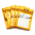 Golden resealable aluminum foil bags with hanging hole and clear window five-piece set - Gold