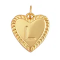 Golden heart-shaped pendant with letter L and decorative twisted rope texture - Heart Letter L