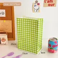 Green checkered kraft gift bag for small accessories, size 23x15x8cm for cute storage - 1# Green Plaid Paper Bag / 23*15*8CM