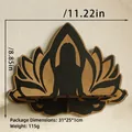 Detailansicht des Yoga-Meditations Wandregals aus Holz mit Maßen und Lotusblumen-Design - Zen-Lotus-Stil (ms8476)