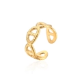 Gouden open verstelbare ring met holle kettingschakels en gehamerde textuur afwerking - Goud