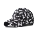 Classic baseball cap featuring abstract black and white ink pattern with curved brim - Adjustable / Crab Black