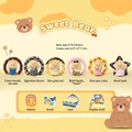 Sweet Bear flocked mini figure with donut base for desk decoration, size 6x4.4x6.6cm - Full Set / Sweet Bear
