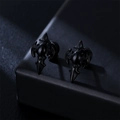 Gothic black bat wing cross stud earrings in stainless steel for men with punk style - Single Piece / Black