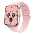 Pink QS11 smartwatch with gold frame, silicone strap, heart rate and step tracking - Pink Case (Pink Silicone)