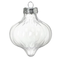 Transparent teardrop-shaped PET Christmas ball with vertical texture and silver cap - 8*11cm Pumpkin Shape Transparent Ball