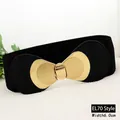Women's 6cm wide elastic waist belt featuring a gold butterfly metal buckle EL70 - EL70