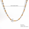 Two-tone silver and gold stainless steel rhombus chain necklace for men and women - Gold & Silver Mixed (545-03)