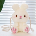 Cute white plush bunny crossbody bag for kids with soft embroidery and woven strap - 25cm / White