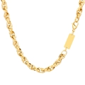Collar para hombre de acero de titanio dorado con colgante rectangular y cadena trenzada - Pulsera 20cm (Ancho 7mm) / Dorado