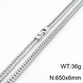 Silver stainless steel wheat chain necklace, 6mm width and 650mm length, 36g weight - Steel Color Style (KN234309-KFC)
