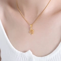 Minimalist snake pendant necklace in 18k gold plated titanium steel for women - P1583-Snake Pendant-Snake Chain