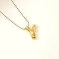 Polished gold Y-shaped balloon pendant necklace with sleek snake chain for women - Letter Y (S-P062-Y)