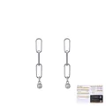 Pendientes de cadena de plata con tres eslabones y piedra de moissanita redonda - Plata de ley 925